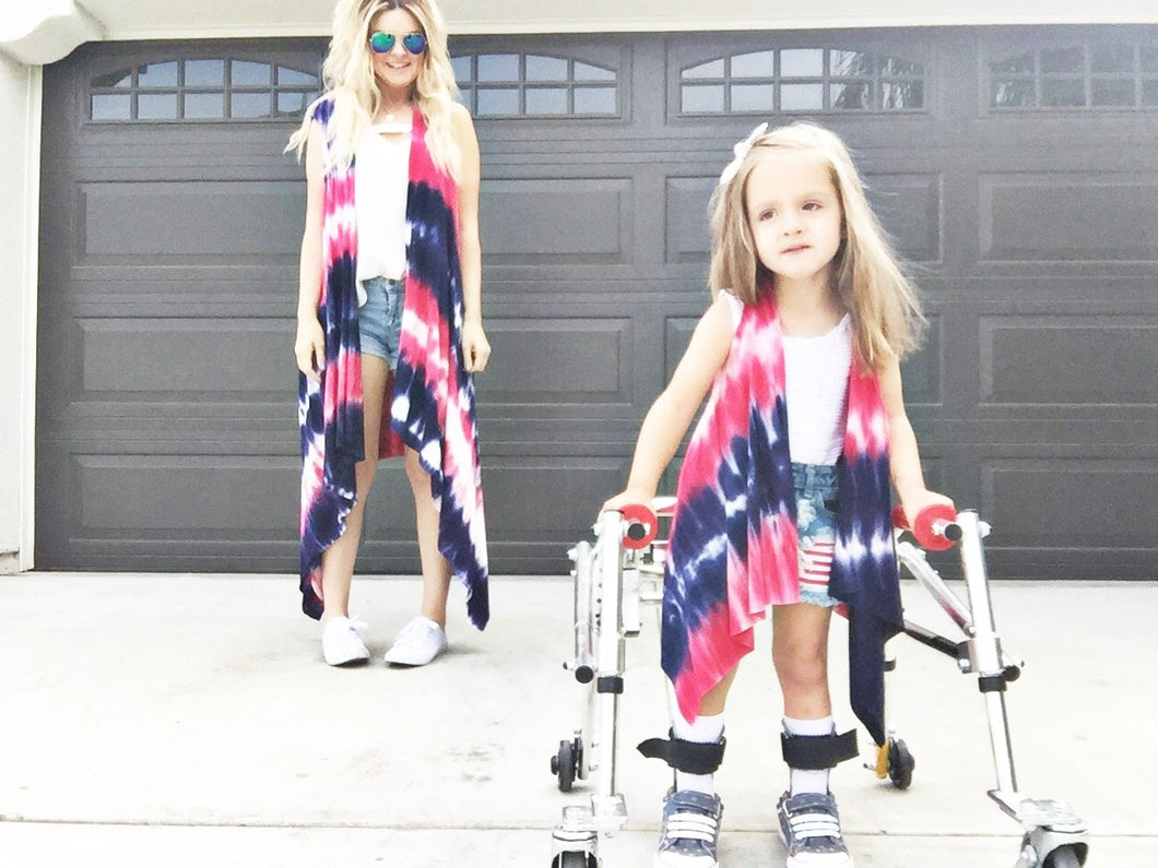 READY TO SHIP Red, White & Blue Tie-Dye Cape