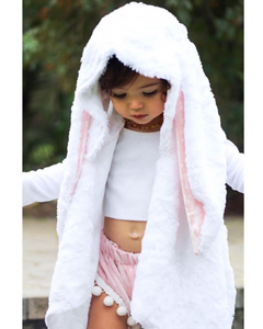READY TO SHIP Fur Hooded Bunny Cape WHITE
